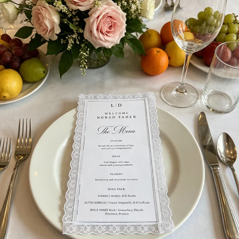 Lace menu birthday menu Card Customization Wedding programe Banquet Party Menu Card Plate Card 30pcs