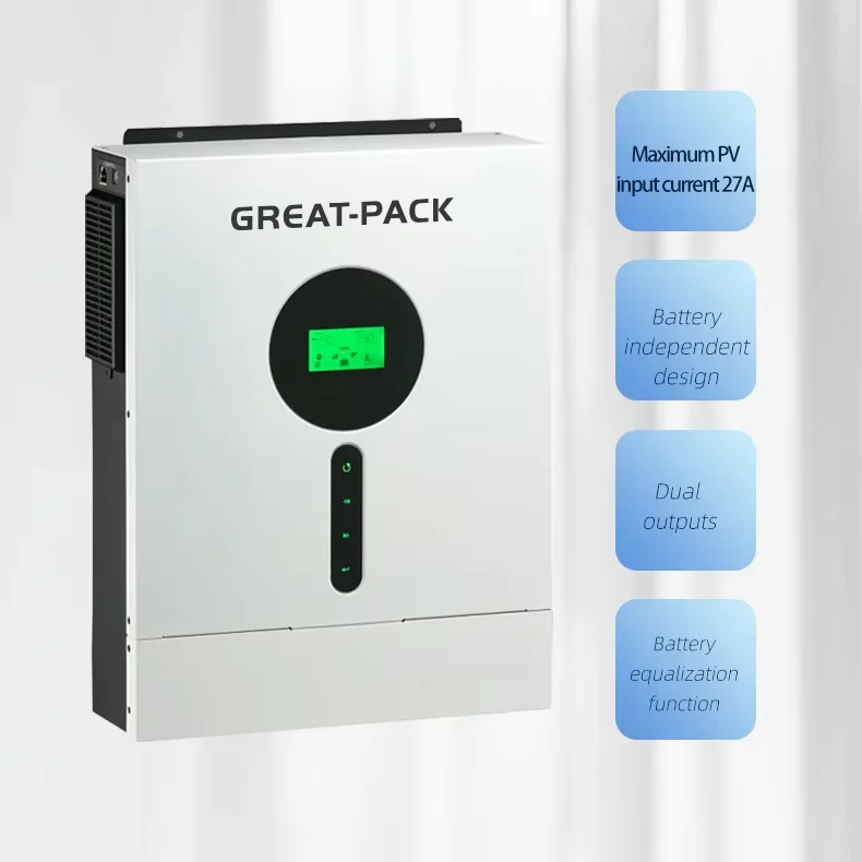 High Efficiency 6000W Dual MPPT Single Inverter Built-in Switch WiFi Monitoring -Reverse PV Power Supply Grid Inverter