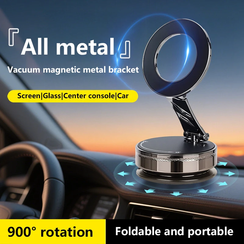 

Strong Magnetic Phone Holder Foldable Design 360° Adjustable Vacuum Car Mount For Car Desk Bathroom Magnetic Bracke