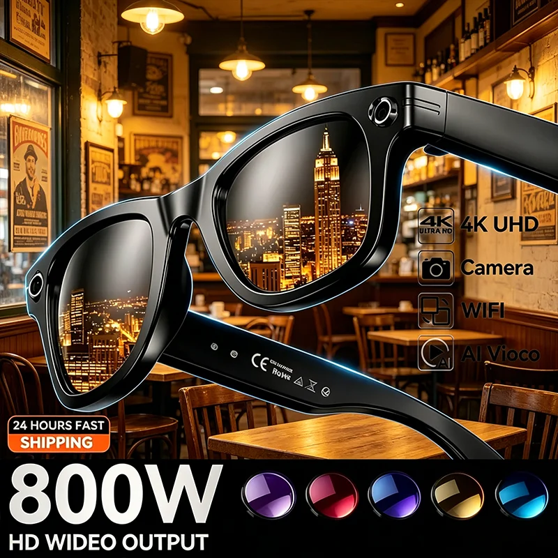 4K Camera AI Glasses Color-Changing Smart Translation Glasses Photo Video Recording Waterproof Call Smart Sunglasses