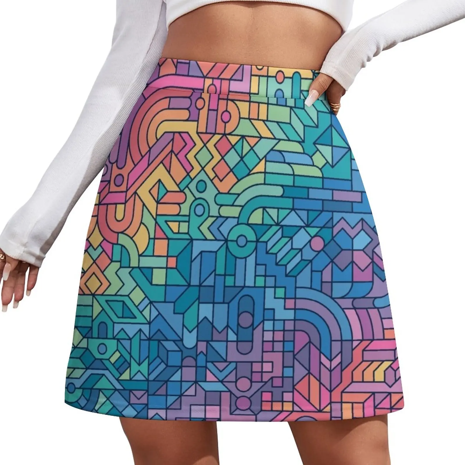 

Colourful Chaos Mini Skirt Womens dresses novelty in clothes Miniskirt