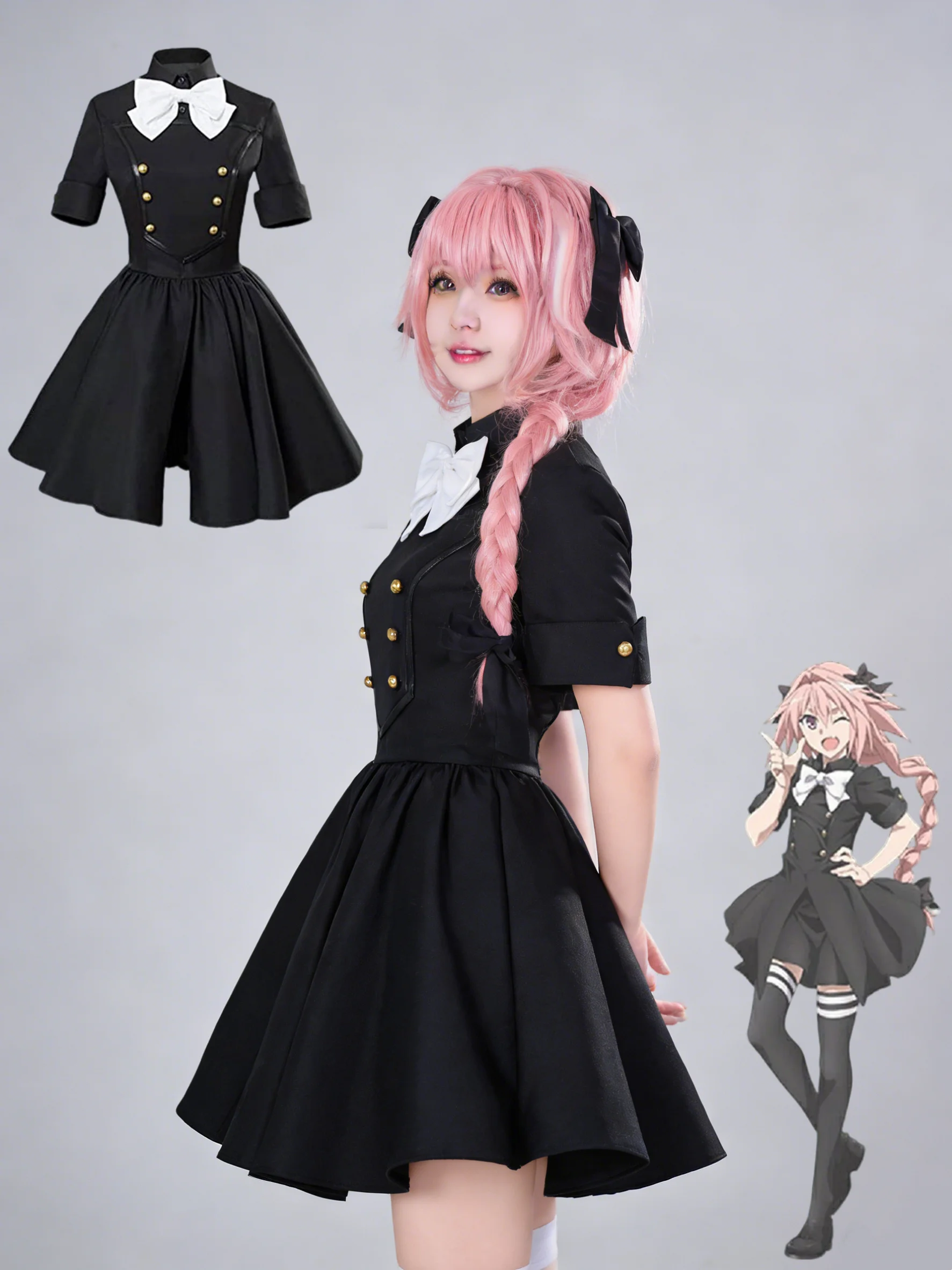 

Anime Astolfo Fate Apocrypha Cosplay Costume Black Dresses Woman Cos Convention Christmas Halloween Carnival Stage Clothing