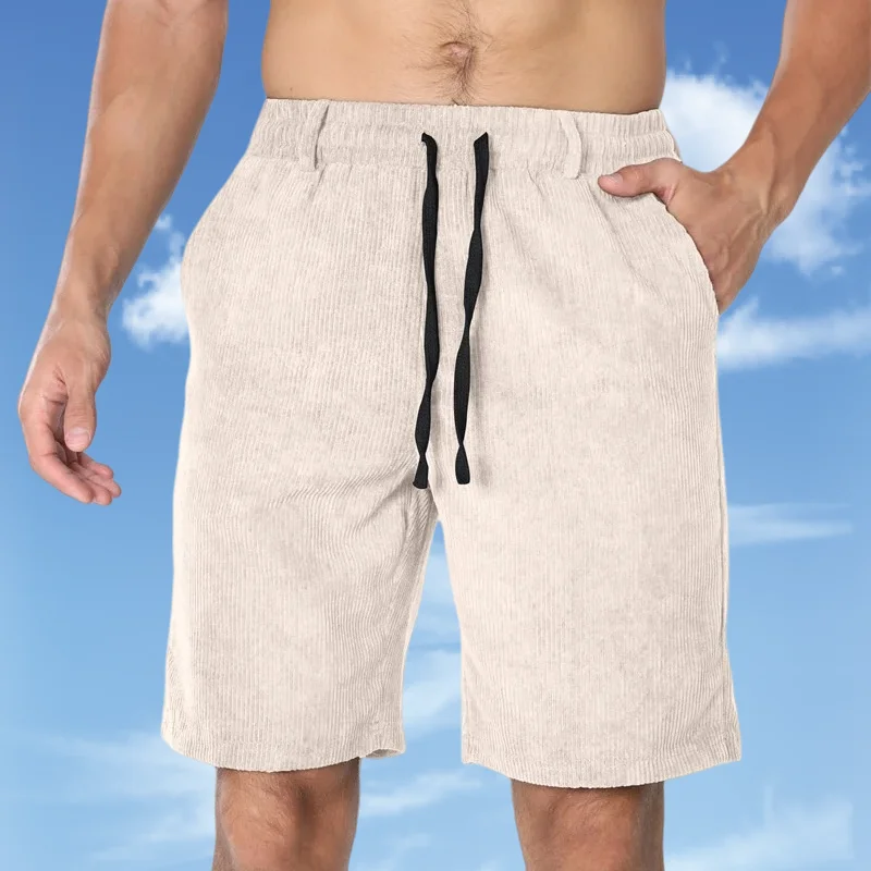 

Men's Vintage Casual Shorts Summer Trendy fitness Corduroy Short Pants Men's Solid Color Shorts Sports Breathable Sweatpants