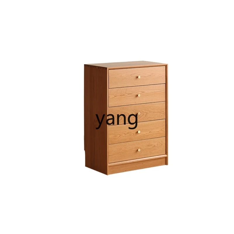 

TGF bedroom cherry wood storage light luxury small side chest of drawers