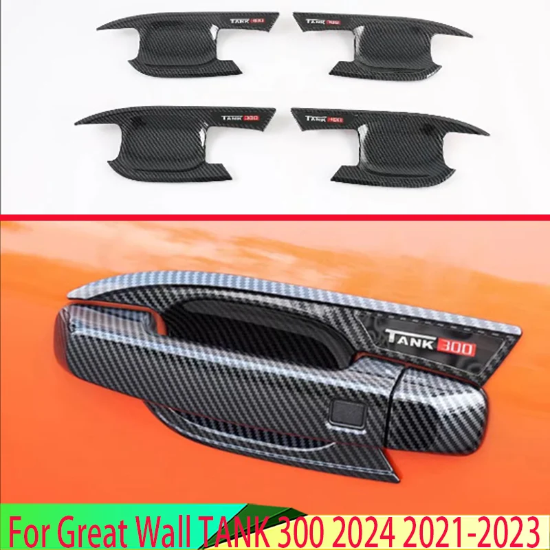 

For Great Wall TANK 300 2024 2021-2024 ABS Chrome Door Handle Bowl Cover Cup Cavity Trim Insert Catch Molding Garnish