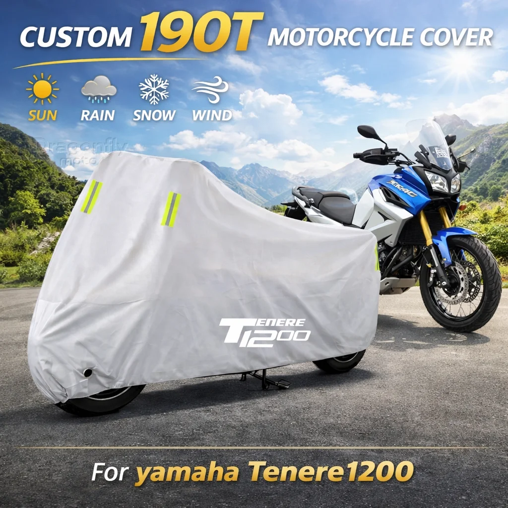 

For Yamaha Super Tenere tenere1200 Tenere Motorcycle Cover Silver Waterproof UV Rain Dust Sun Outdoor Indoor Protector