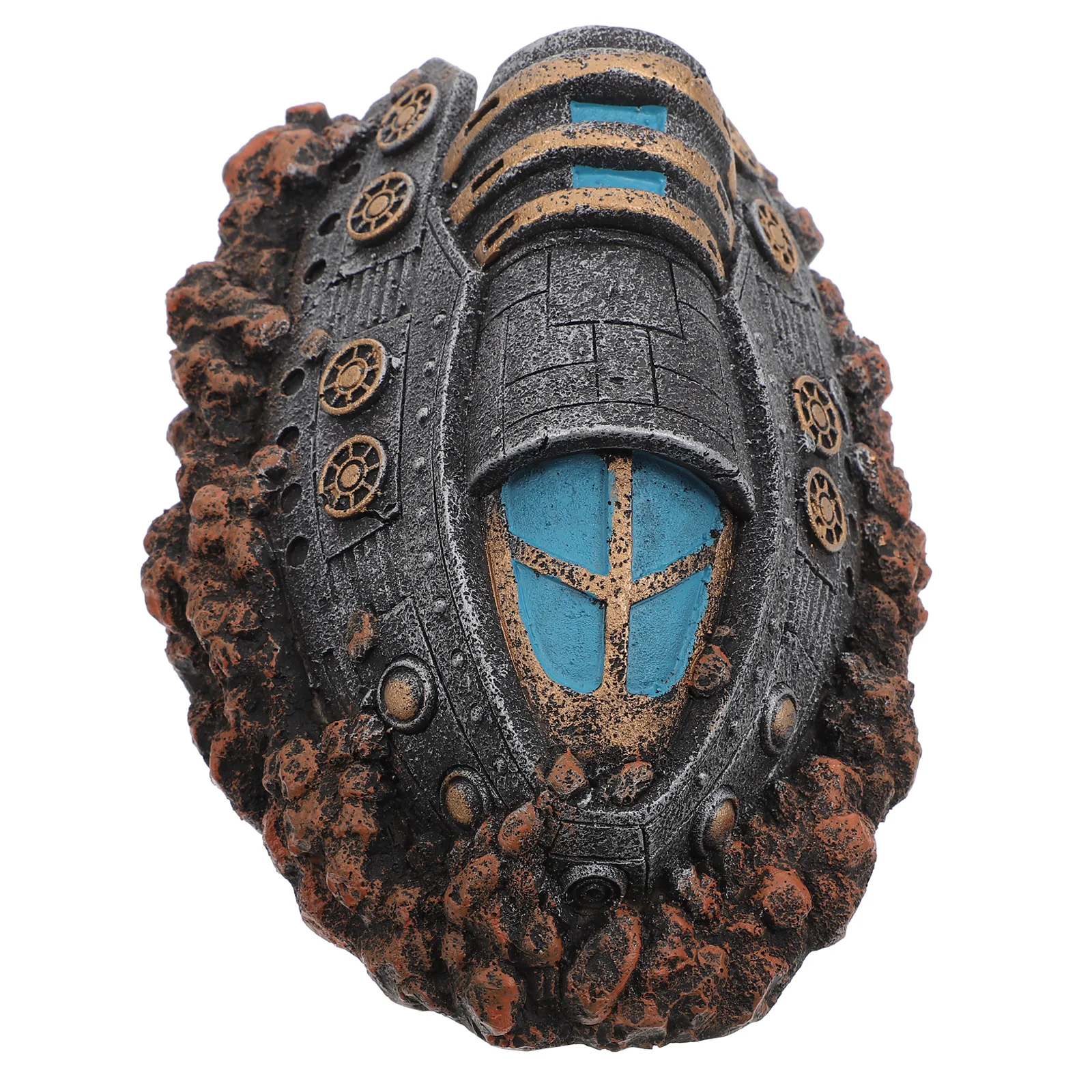 

Resin Fish Tank Landscape Decor Lifelike Spaceship Ornament Stable Base Waterproof Fish Hiding Shelter Aquarium Decoration