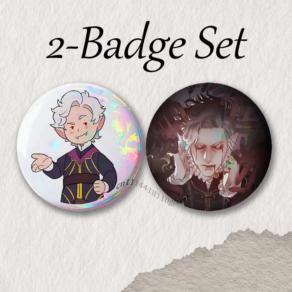 B-Baldurs G-Gate 3 Astarion Brooches for Backpack Accessories 25,32,44,58,75mm Round Enamel Pins 2-piece set Cartoon Anime Badge