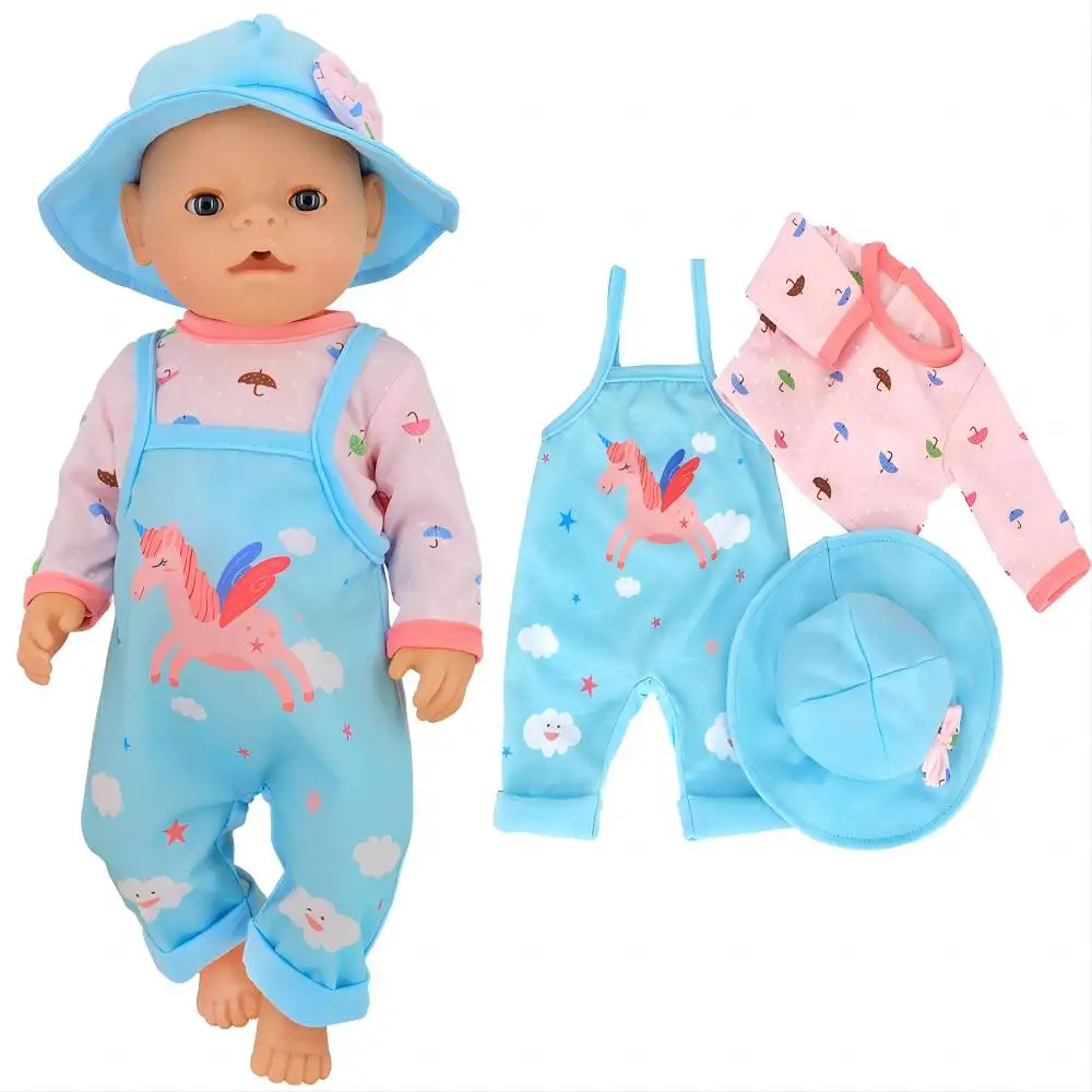 Doll Clothes 43 Cm Baby New Born Doll Hooded Rompers for 18 Inch Americanog Girl Doll Casual Wear