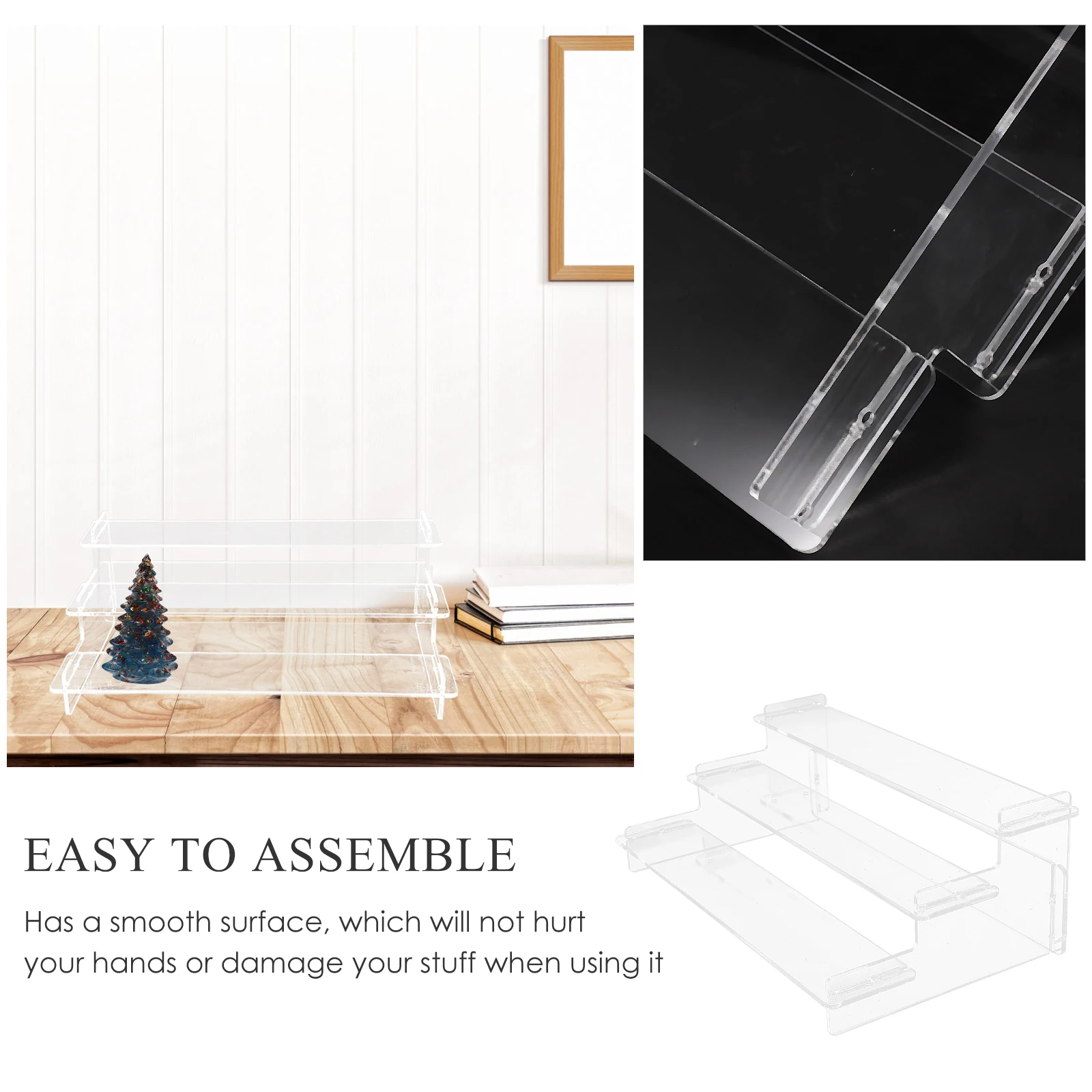 25Cm Three Tier Transparent Acrylic Display Stand Stair Type Clear Shelf ganizer Jewelry Necklace Bracelet Ring Holder Figurine