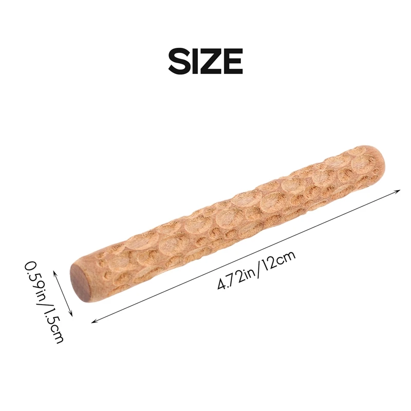 أدوات الفخار 2 قطعة بكرات نمط النمذجة الطين ، حصوه الخشب الحبوب نمط الطين شوبك