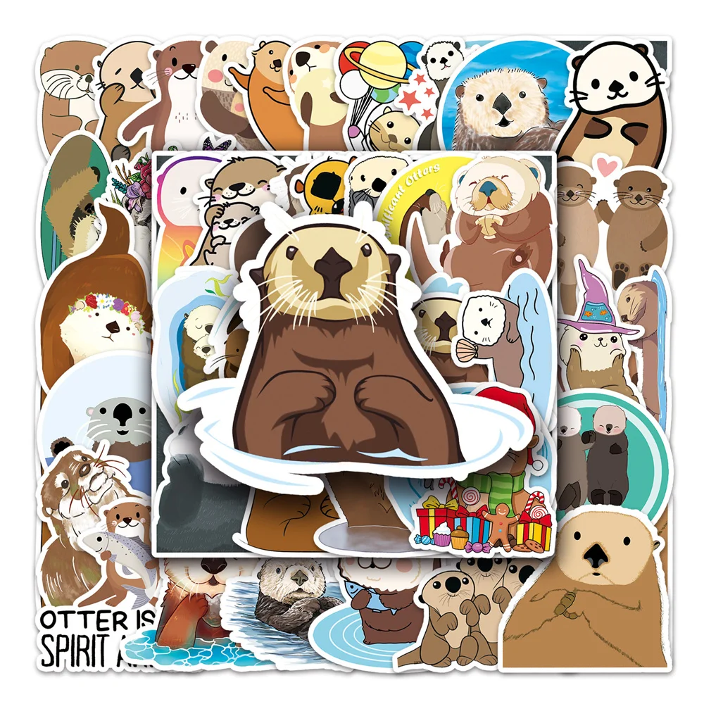 50PCS Otter Cute Cartoon Graffiti Waterproof Sticker Toy Decoration Notebook Kids Gift iPad Guitar PVC  Sticker