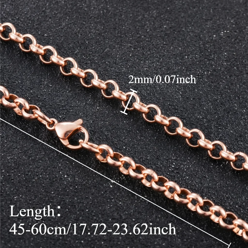 Round Hollow Chain Necklace Stainless Steel 2mm Round Square Pearl Necklace Multiple Sizes Available Unisex Versatile Necklace