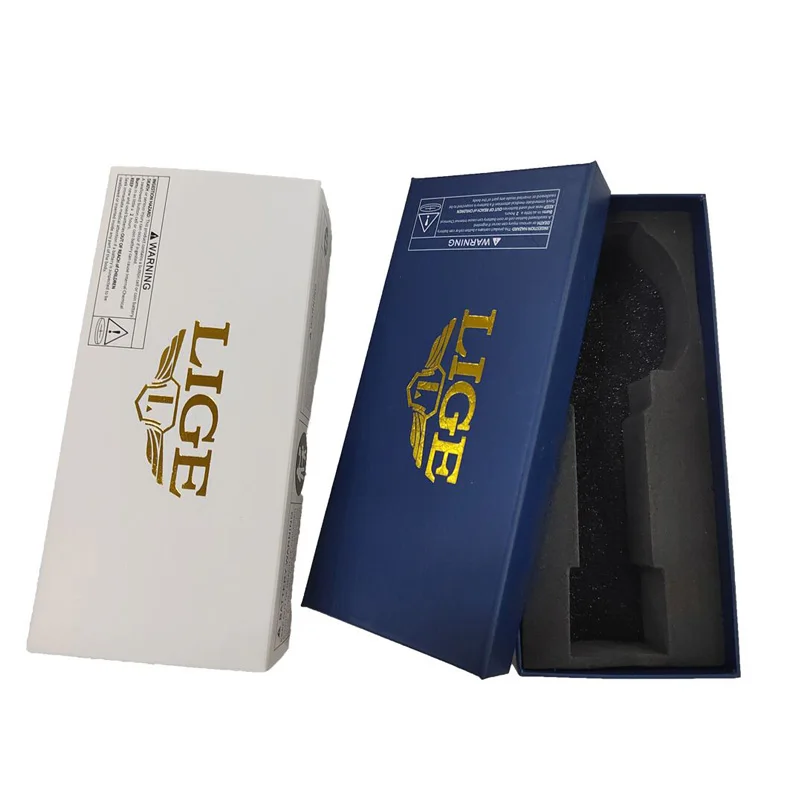 LIGE Mens Relógios Marca de Luxo Oco Quadrado Esporte Relógio Para Homens Moda Pulseira de Silicone Relógio de Pulso de Quartzo À Prova D 'Água + Caixa de Presente