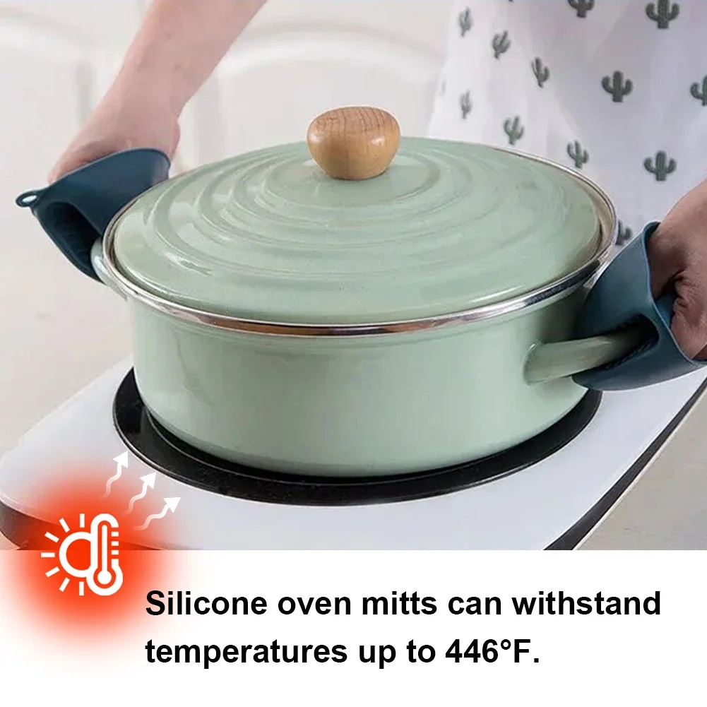 1-2Pair Silicone Oven Mitts Heat Insulation Gloves Non-Slip Finger Gripper Kitchen Cooking Baking Oven Pinch Mitts Hand Clamps