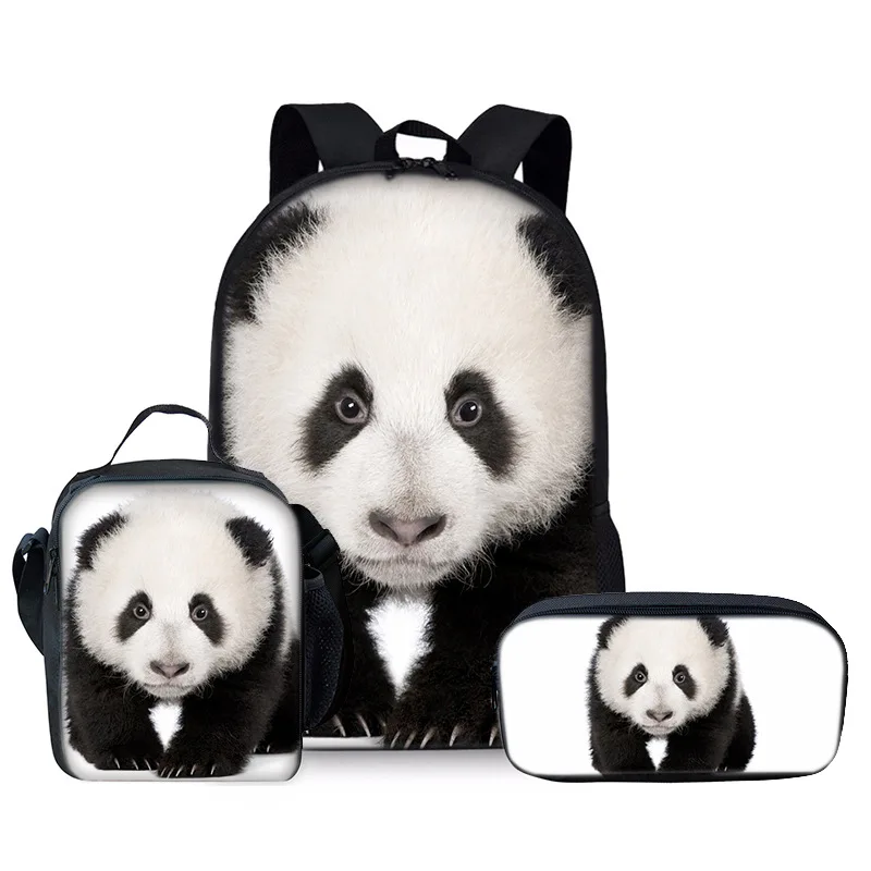 

Hip Hop Popular Novelty panda 3D Print 3pcs/Set Student School Bags Laptop Daypack Backpack Crossbody Lunch bag Pencil Case