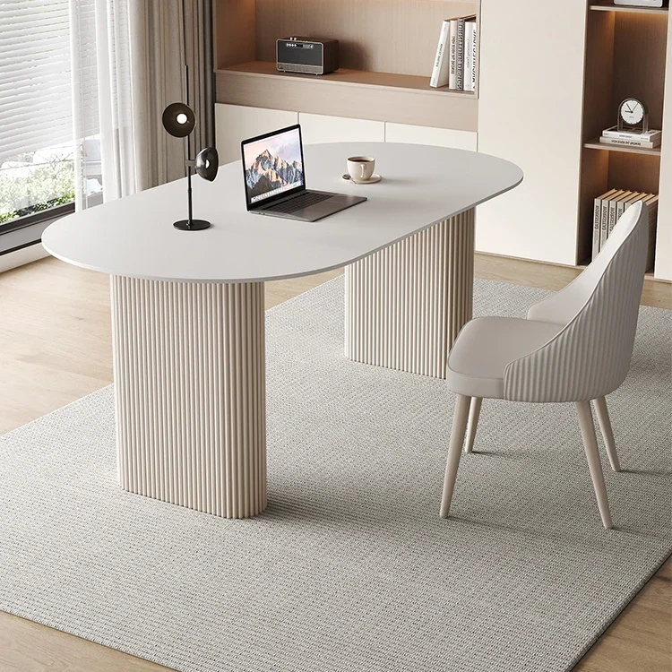 Light luxury rock slab large long desk modern simple cream style writing desk bedroom student household computer desk