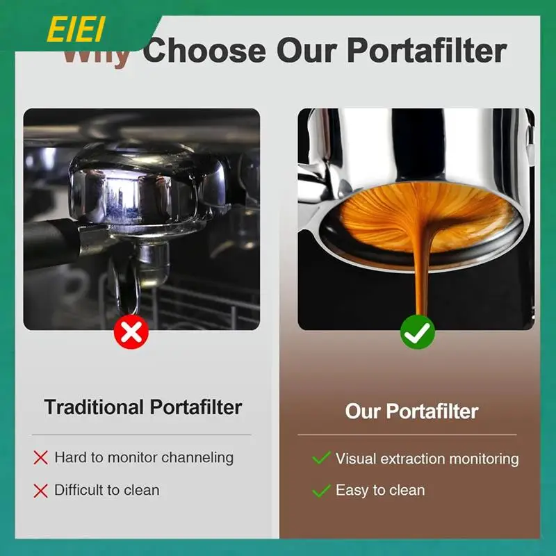 

EIEI 51Mm Bottomless Portafilter With Puck Screen, 3 Ears Stainless Steel Professional Espresso Portafilter