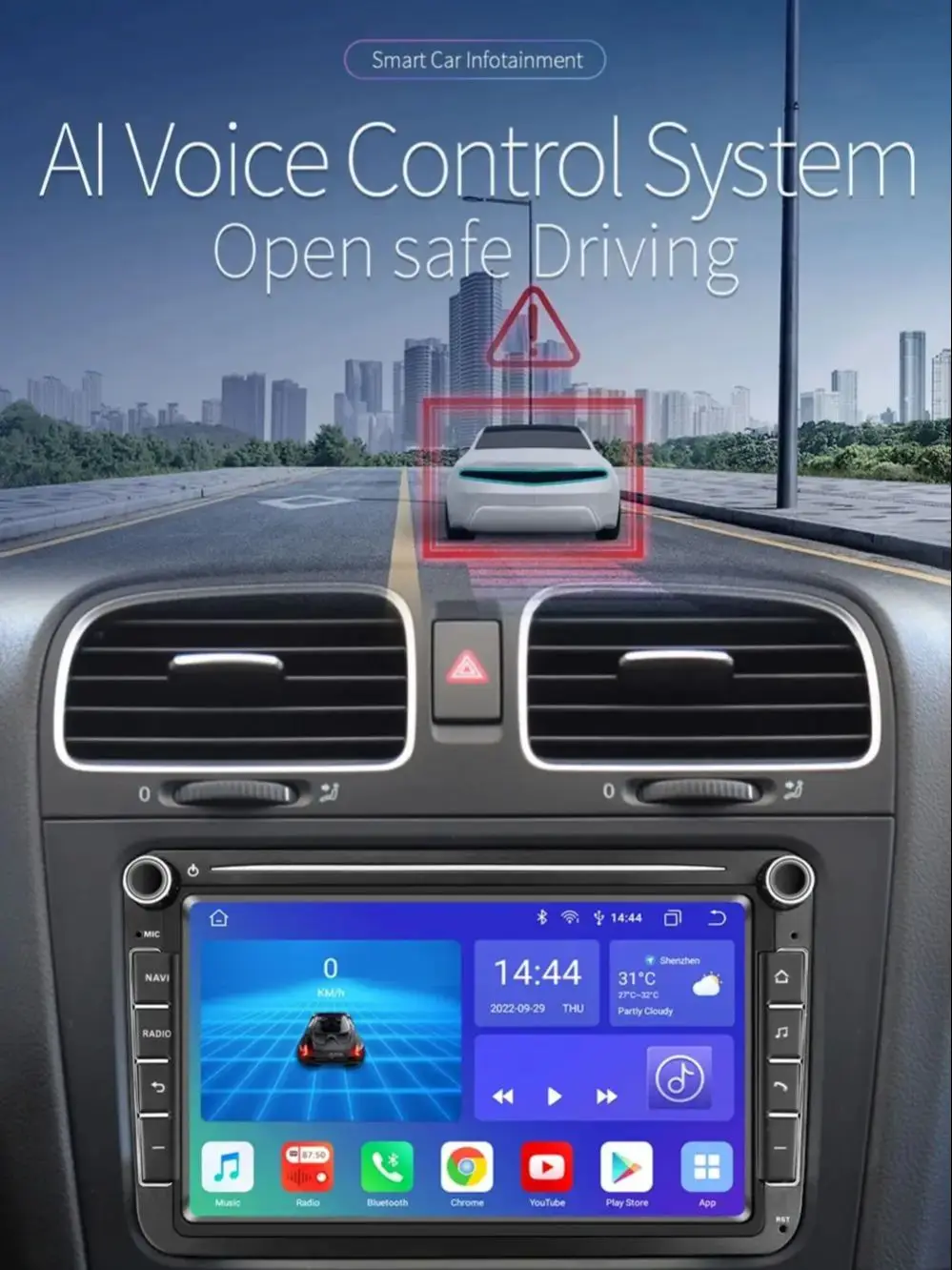 2DIN Carplay Android Autoradio GPS voor VW Caddy Polo Golf 5 6 Plus Passat B6 Jetta Tiguan Touran Sharan Scirocco Eos Seat Stereo - afbeelding 2