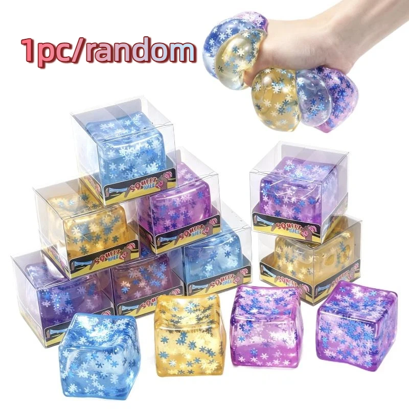 Snow Ice Cube Shaped Fidget Toy Square Stress Relief Ball Squeeze Anxiety Maltose Sensory Adults Toys