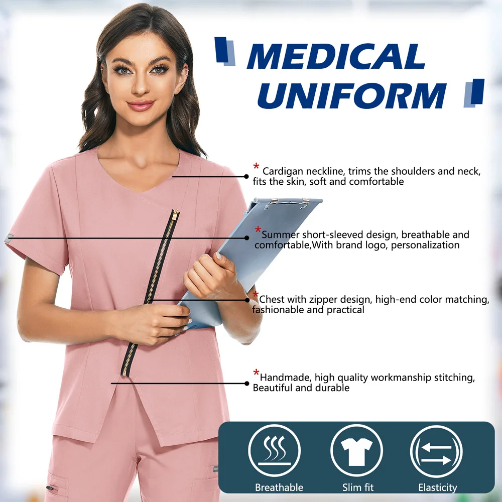 Odontologia blusa de alta qualidade hotel workwear esfrega topos estilo coreano sala de operação enfermeira uniforme clínica acessórios de enfermagem