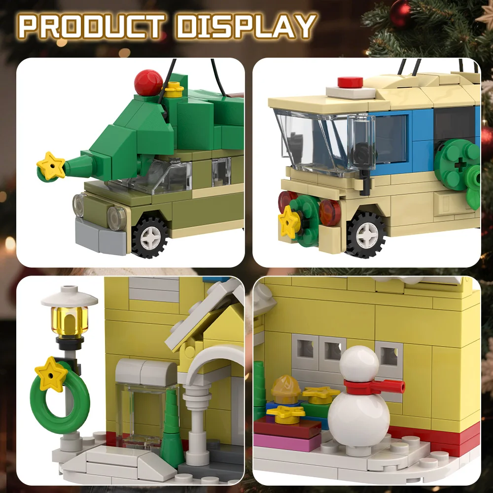 Gobricks MOC blocs de construction de vacances de noël, modèle d'hiver, briques d'architecture RV, bricolage, jouet assemblé, cadeau pour enfants