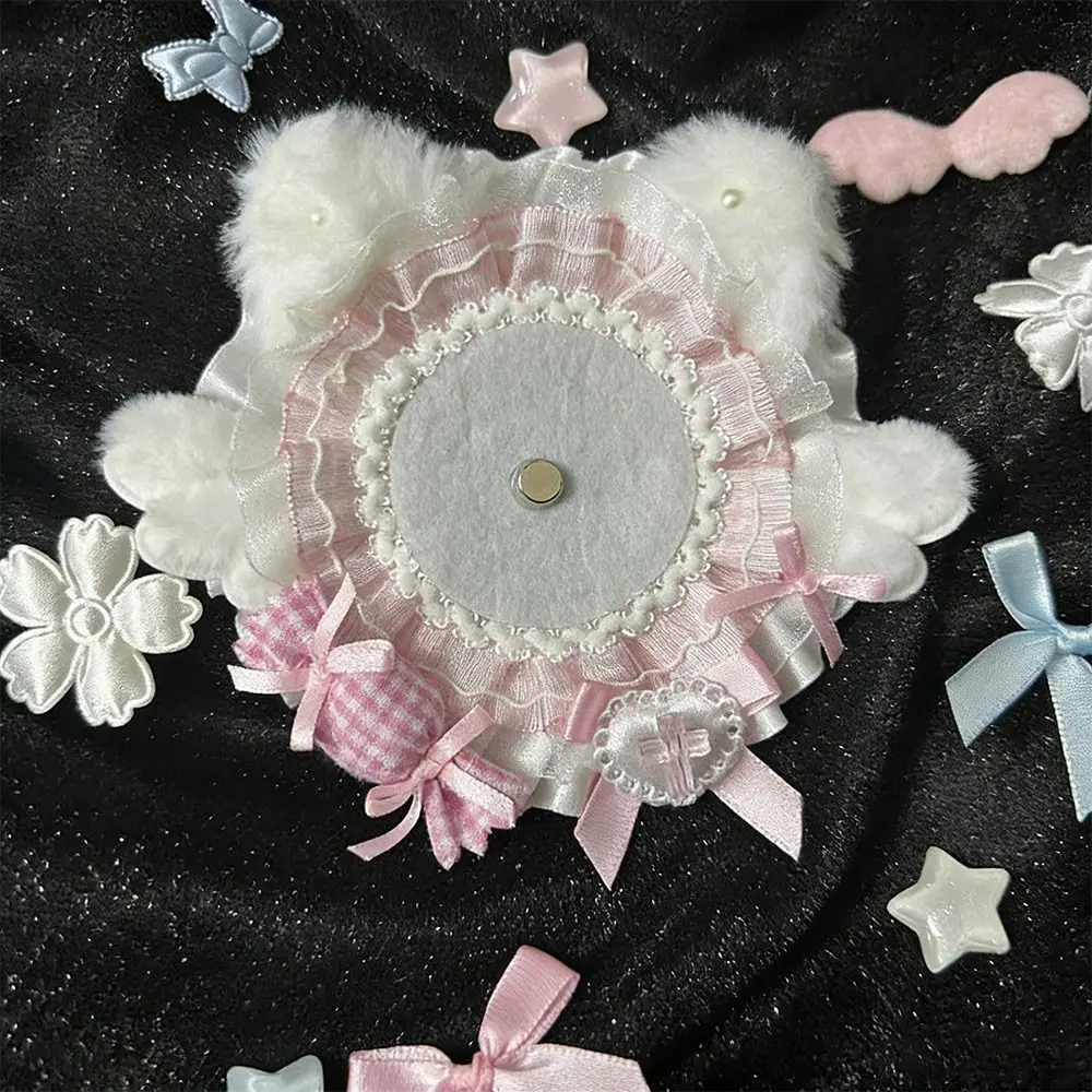 Cute Lace Badge Holder Flower Wings DIY Pins Tray Cat Ear Badge Display Base Anime Badge Decoration