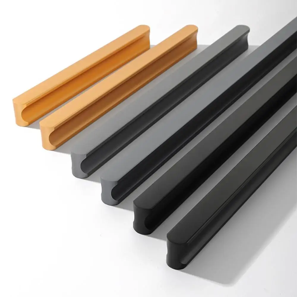 الذهب سهلة التركيب سبائك الألومنيوم الحديثة خزانة ديكور بسيط مقابض الأبواب الأثاث الأجهزة مقابض أدراج درج يسحب