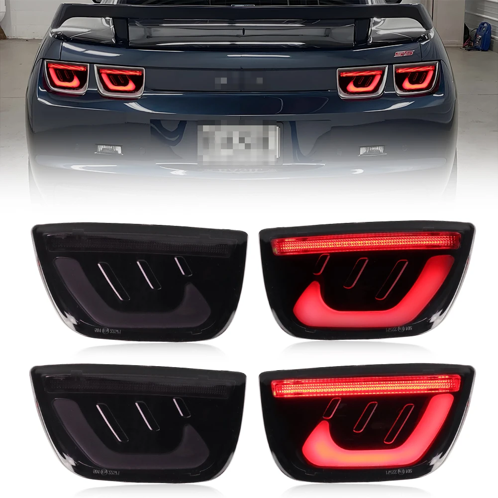 2Pcs For 2010 2011 2012 2013 Chevrolet Camaro Rear Bumper Tail Light Brake Light Reflector DRL Light Turn Signal Light W/LED