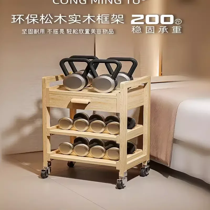 

Многофункциональная тележка для салона красоты из цельного дерева, тележка для красоты, инструменты с тремя полками и мебелью для салона Carro Almacenamiento