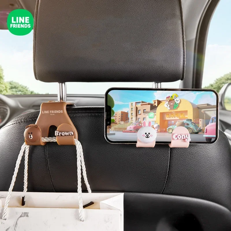 Line Friends Car Hook Car Seat Back Multi-function Hook Cute Car Interior Decoration Supplies Car Backrest Row Hook