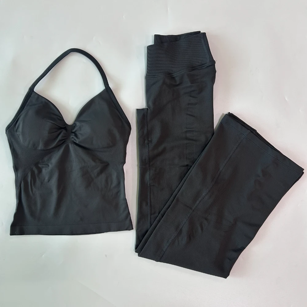 2-teilige Sets Damen-Outfits Tanktops Ausgestellte Leggings Schlaghosen Trainingsanzüge Fitnesskleidung Workout-Set Gym-Anzug Activewear – Detail 18