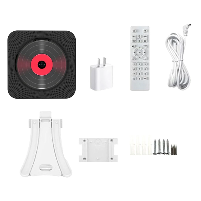 Portable CD Player Bluetooth Speaker Stereo LED Screen Wall Mount CD Music Player With Bracket FM Radio