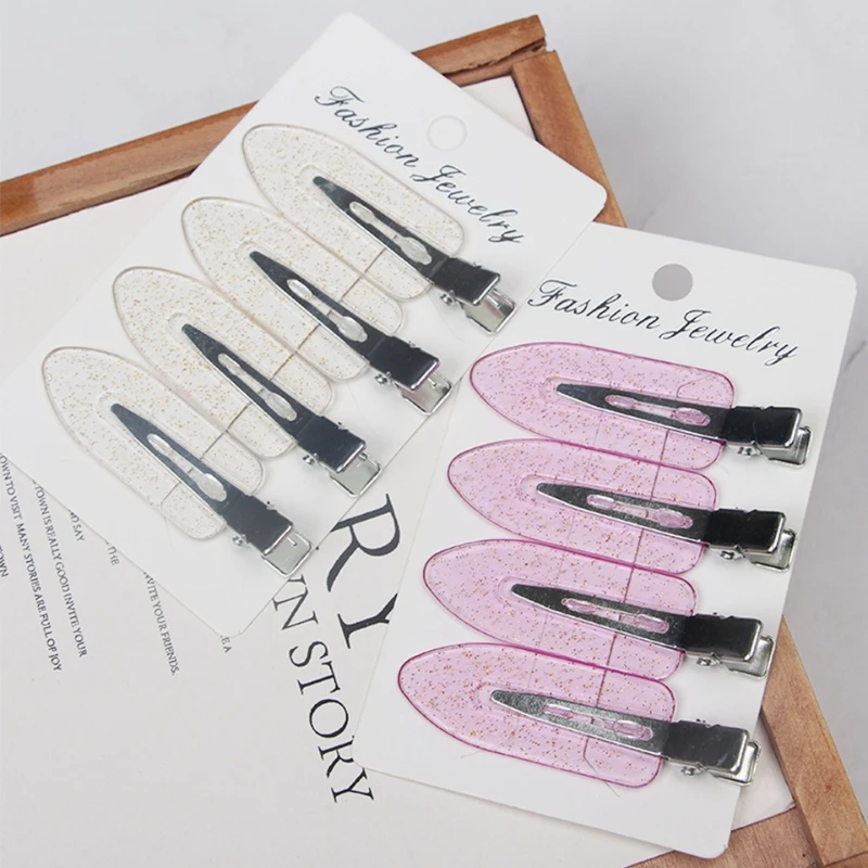 6cm 4pcs/set Beauty Salon Seamless Hairpin Professional Styling Hairdressing Makeup Tools Glitter Hair Clips For Women Girl