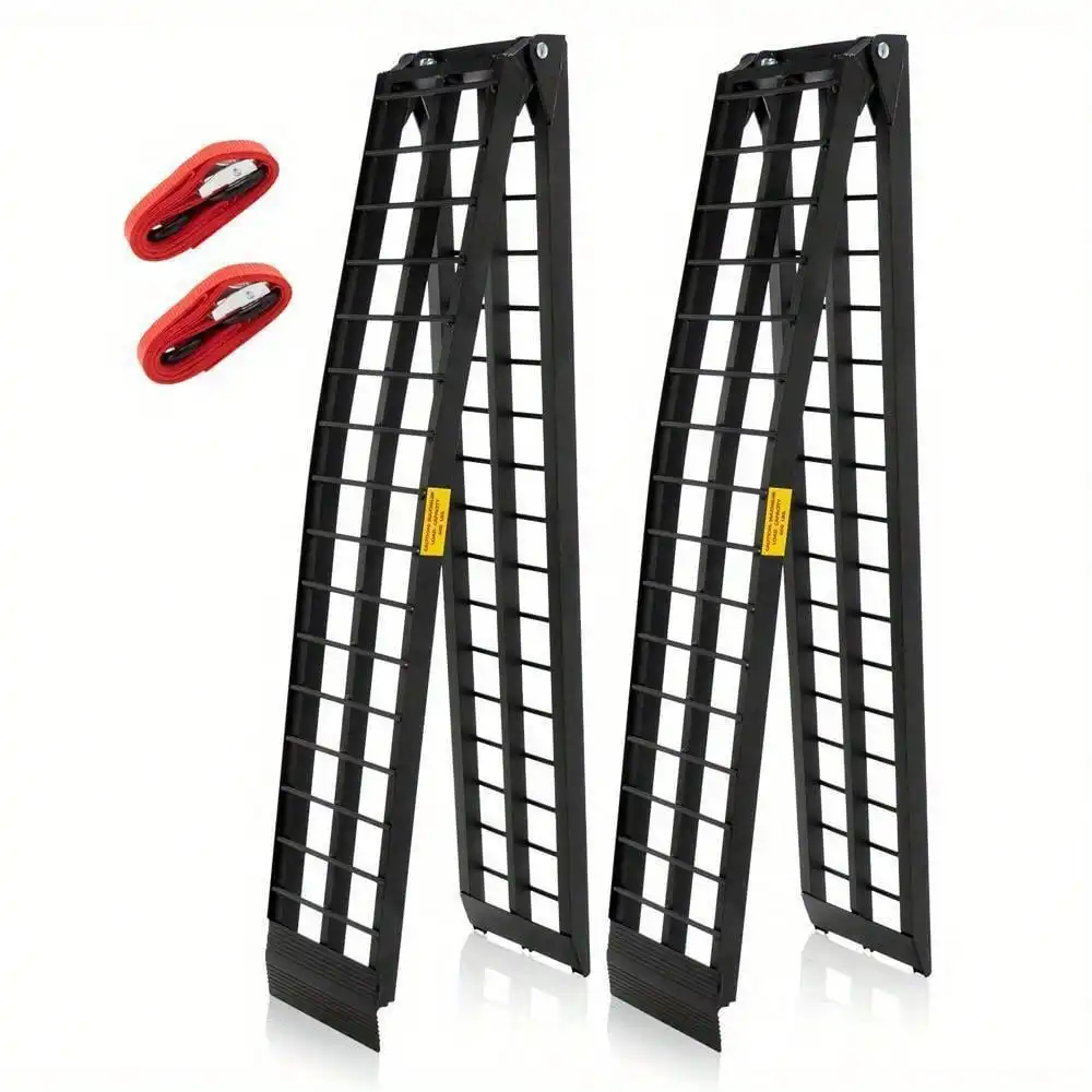 Pair of 10ft Long lightweight Folding Aluminum Arch ATV Ramps Portable 1200 lbs