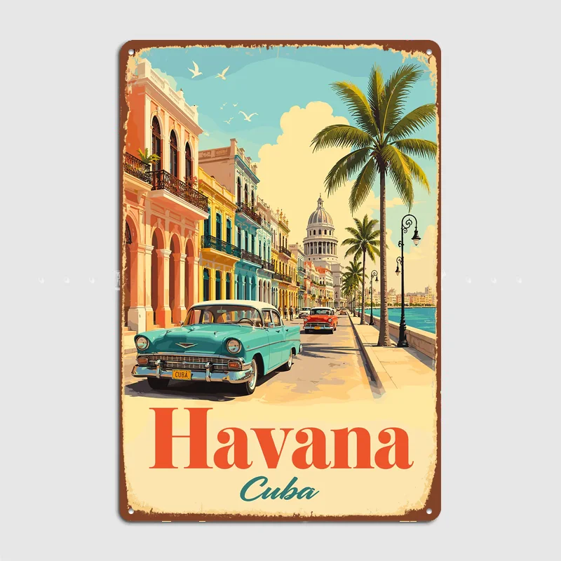 Havana Cuba Vintage Travel Poster Metal Custom Sign Living Room Wall Indoor Decor Room Decoration Bedroom Posters Home Decor