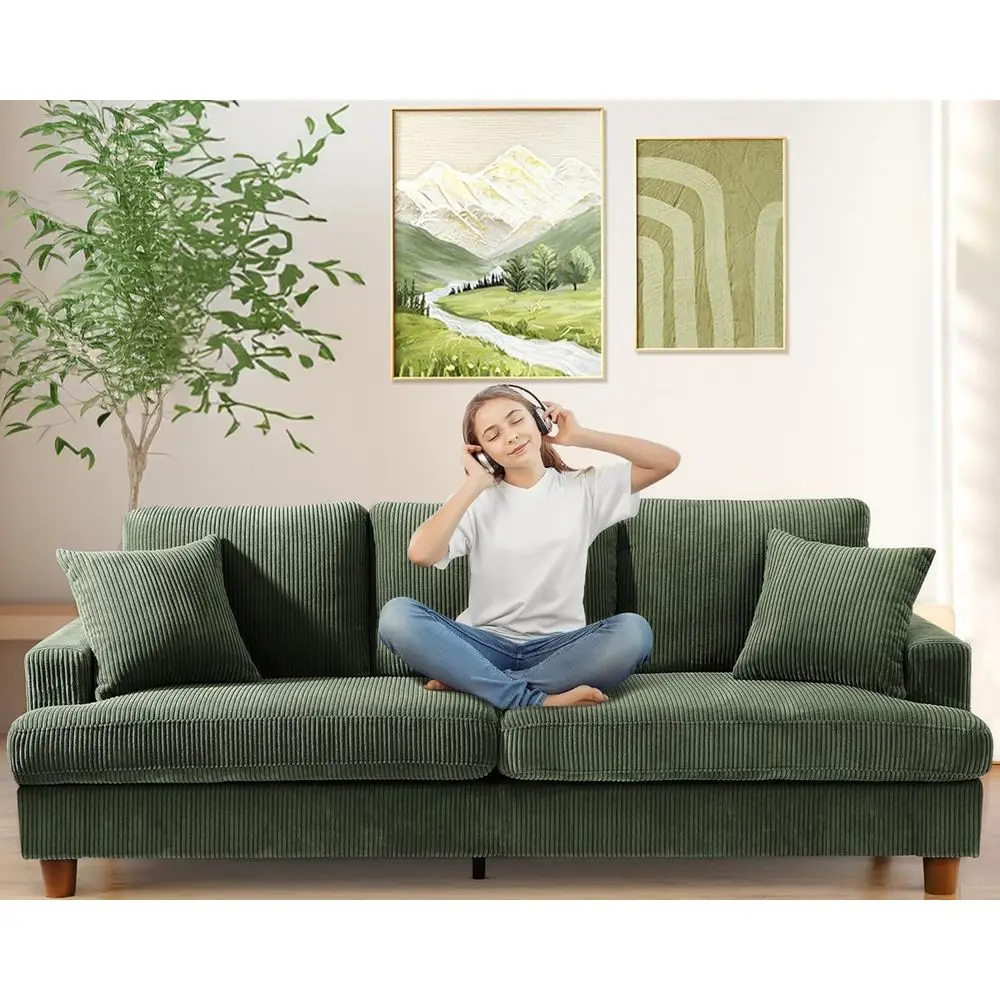 

87in Corduroy Couch, Soa No Tool Assembly, Comy Couches or Living Room 21in Deeper Seats, Corduroy Soas or Living Room with 2 Pi