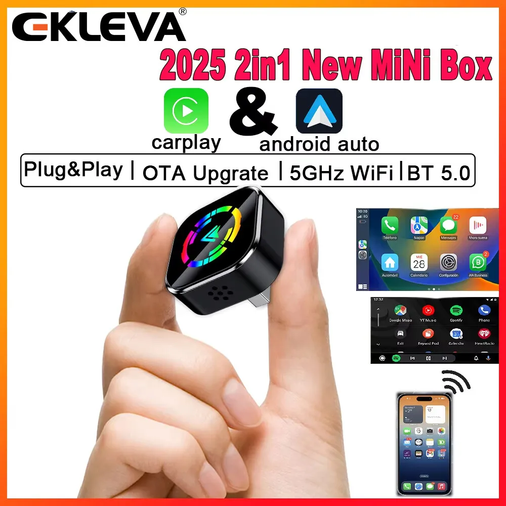 

EKLEVA Wireless CarPlays Adapter Lag-Free Connectivity Stable Wireless Androids Auto Adapter with Voice Control Function