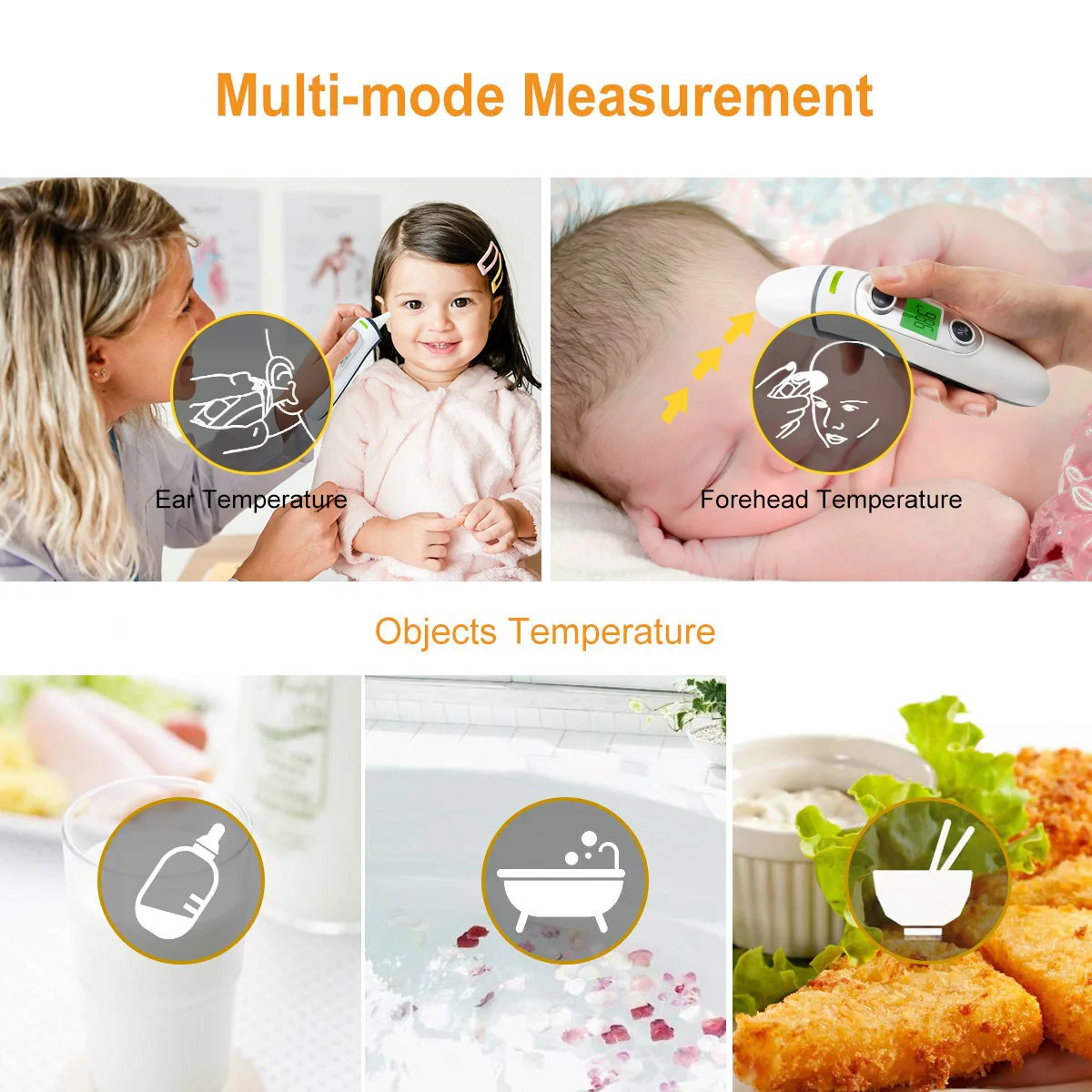 Digital Infrared Thermometer Forehead Ear Non-Contact Thermometer Medical Termometro Body Fever Baby/Adult Temperature Measure