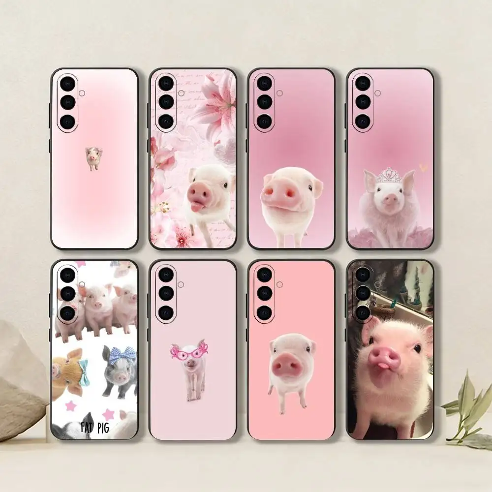 Cute Angel Pig   Phone Case Black Silicone Soft For Samsung Galaxy A73,A72,A71,A70,A53,A52,A51