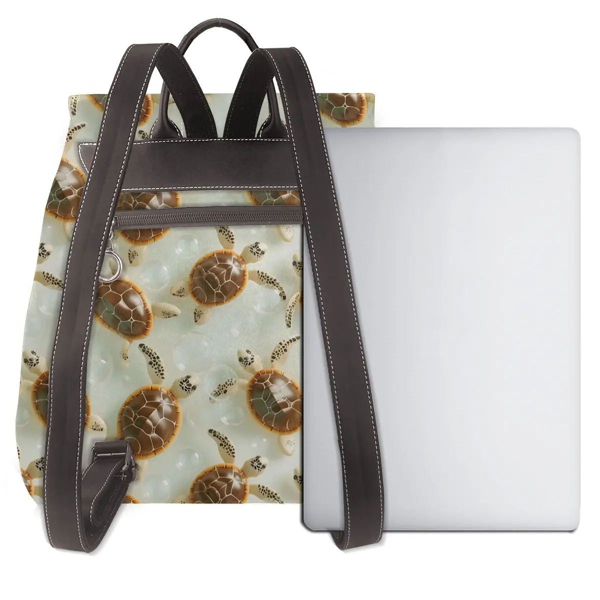 거북이 거품 장면 3D 패턴 새로운 핫 여성 배낭 디자이너 고품질 가죽 간단한 패션 대용량 배낭