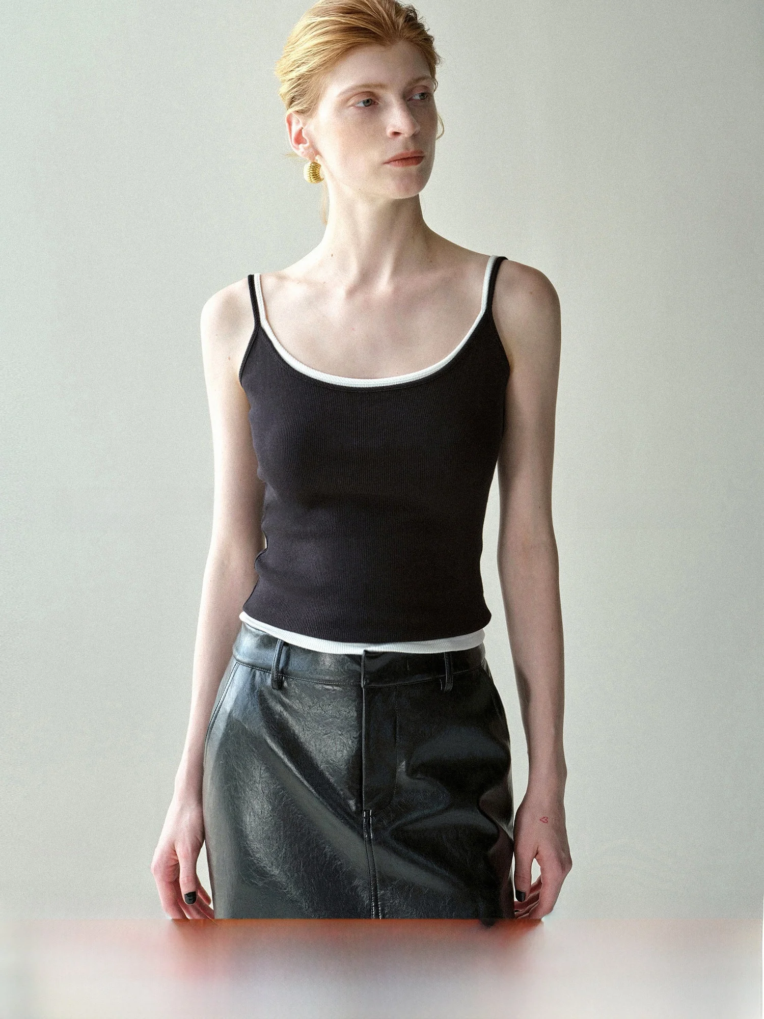 

Slim Fit Knitted Tank Top Women's Autumn Sle Casual Faion Elastic Cotton Blend U-Neline ort Length Daily Wear