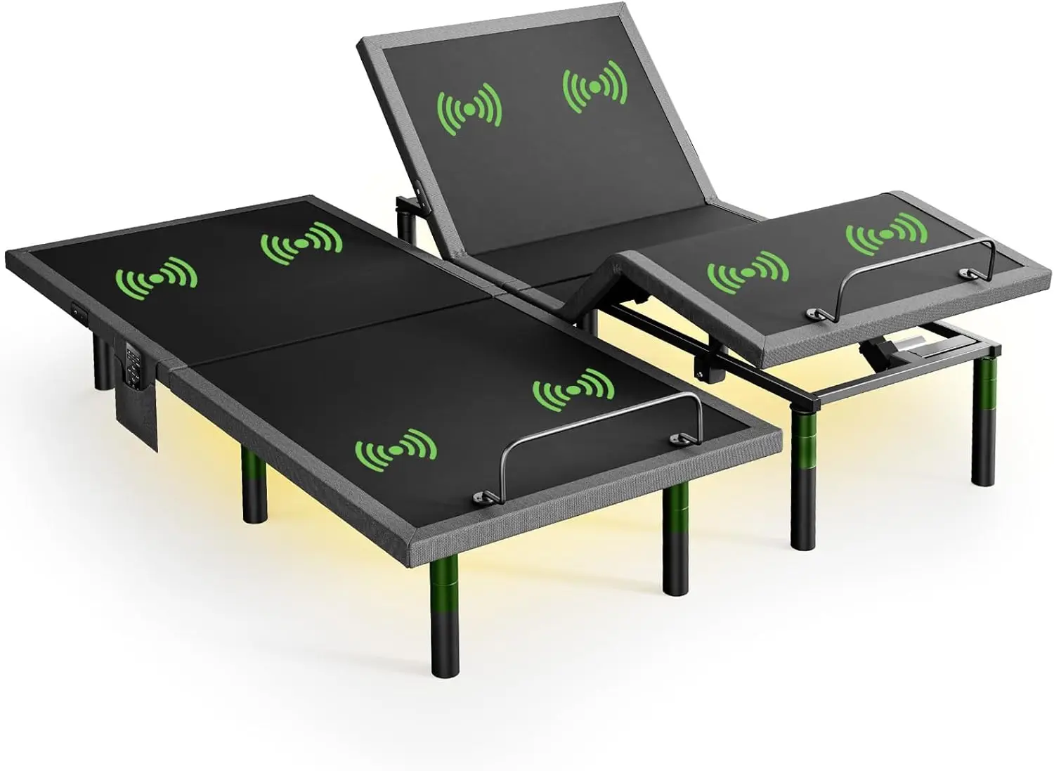 

Массажная регулируемая кровать раздельная, оформление под кроватью, 4 порта USB A & C, быстрая сборка за 3 минуты