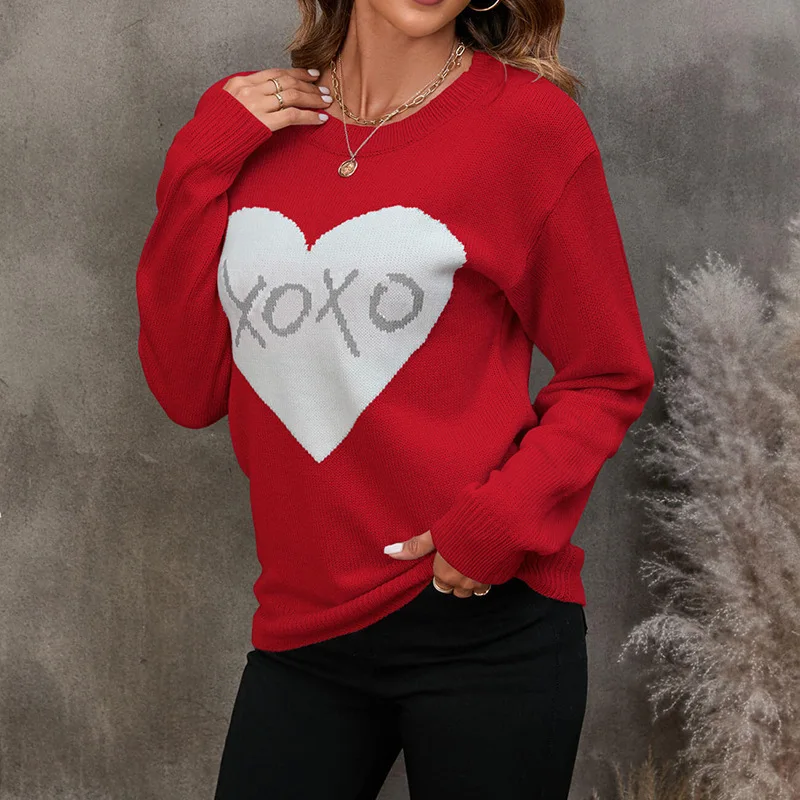 

2025 Knitwear new products in autumn and winter loose round neck center letter graphic sweater women