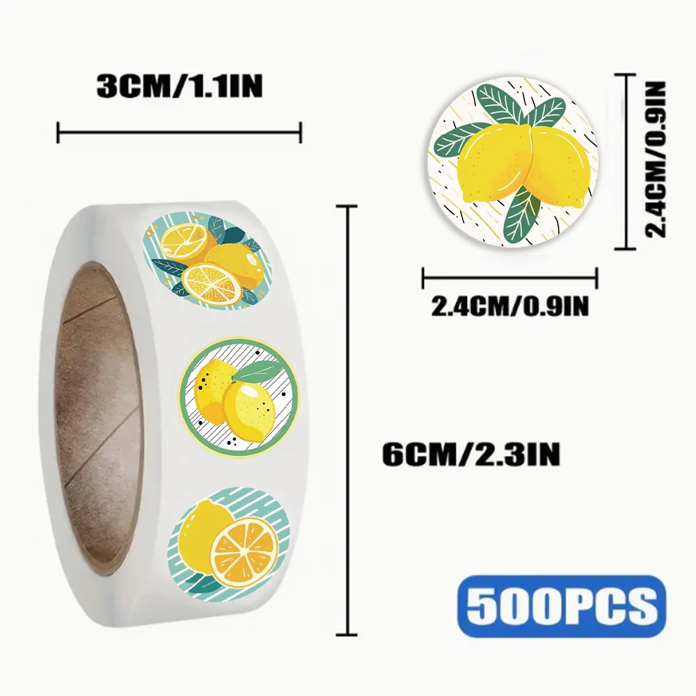 500 sheets/roll fresh lemon cartoon exquisite roll stickers DIY skateboard notebook creative sealing tape stickers