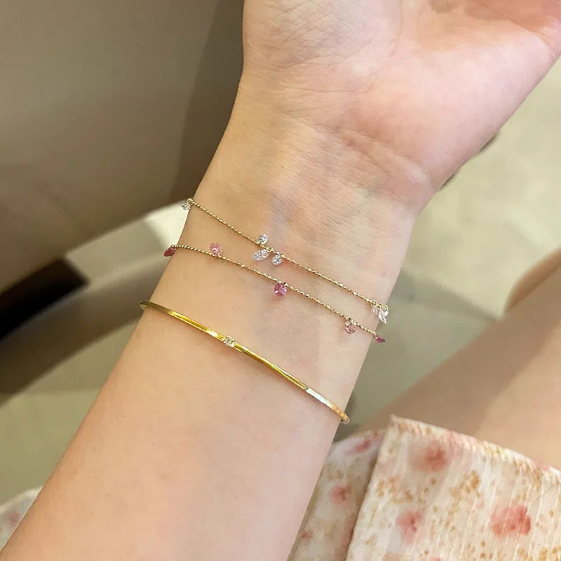 Minimalist Round Beads Chain Bracelets Minimalist Water Drop Multi Layered Wear Extremely Fine Bracelet for women Party Jewelry