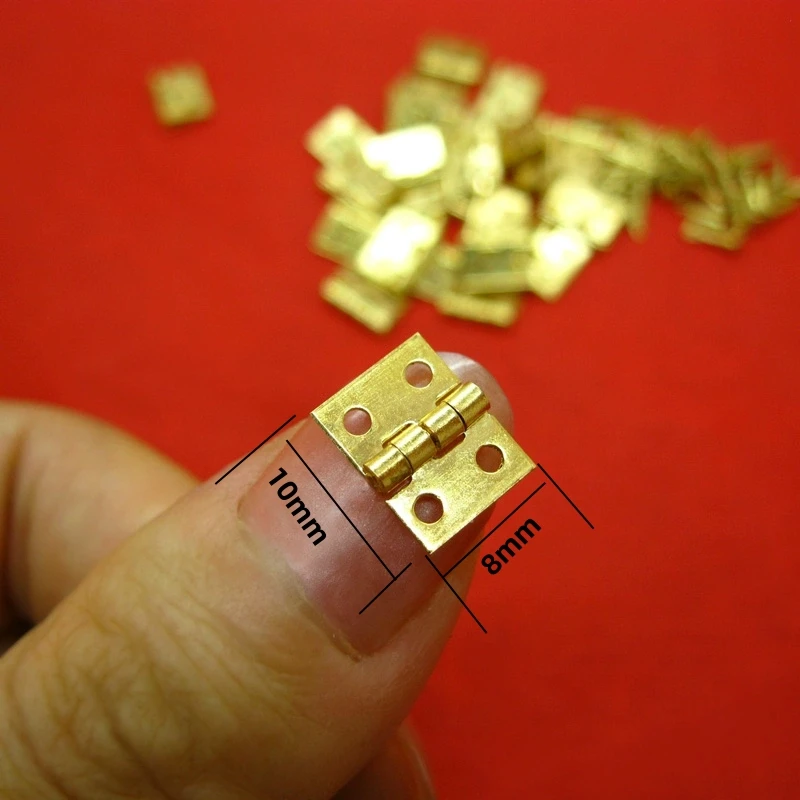 10Pcs Miniature Micro Hinge Pure Copper Hinge Hardware Jewelry Box Brass 2-Fold Small Page 8*10mm