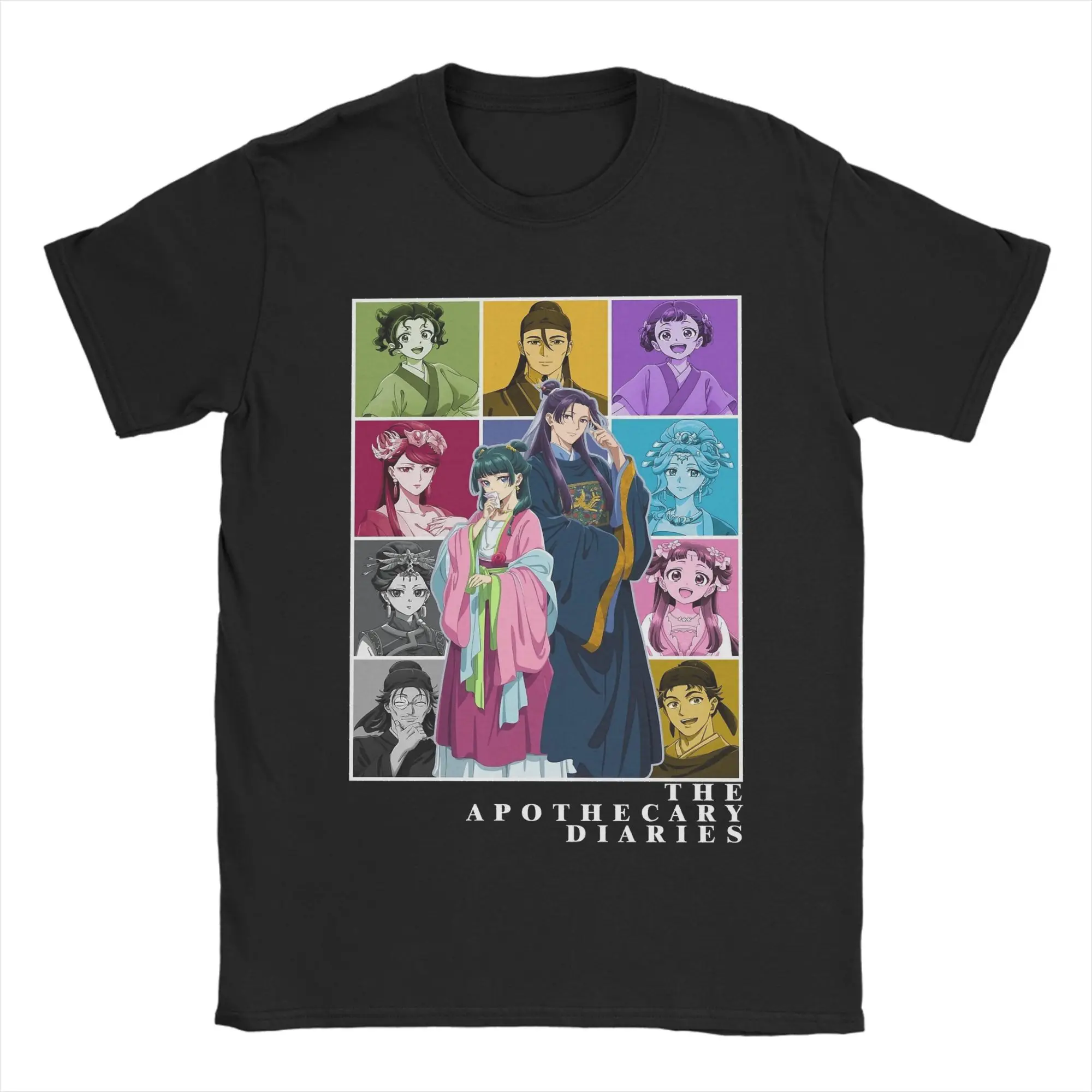 

Футболки с принтом «Дневники аптекаря» в стиле аниме, мужские футболки из чистого хлопка, футболки с круглым вырезом, топы с короткими рукавами и принтом