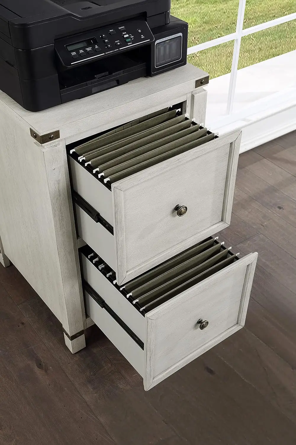 Designs Baton Rouge 2 Drawer File Cabinet with Rustic Design and Metal Accents, Champagne Oak