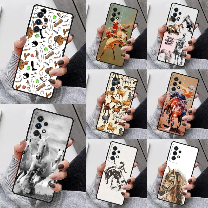 Horse Stallion Riding Colt Phone Case For Samsung Galaxy S23 S21 S20 FE S24 S22 Ultra Note20 S10 S9 S8 Plus A40 A52 A12 A13 A53